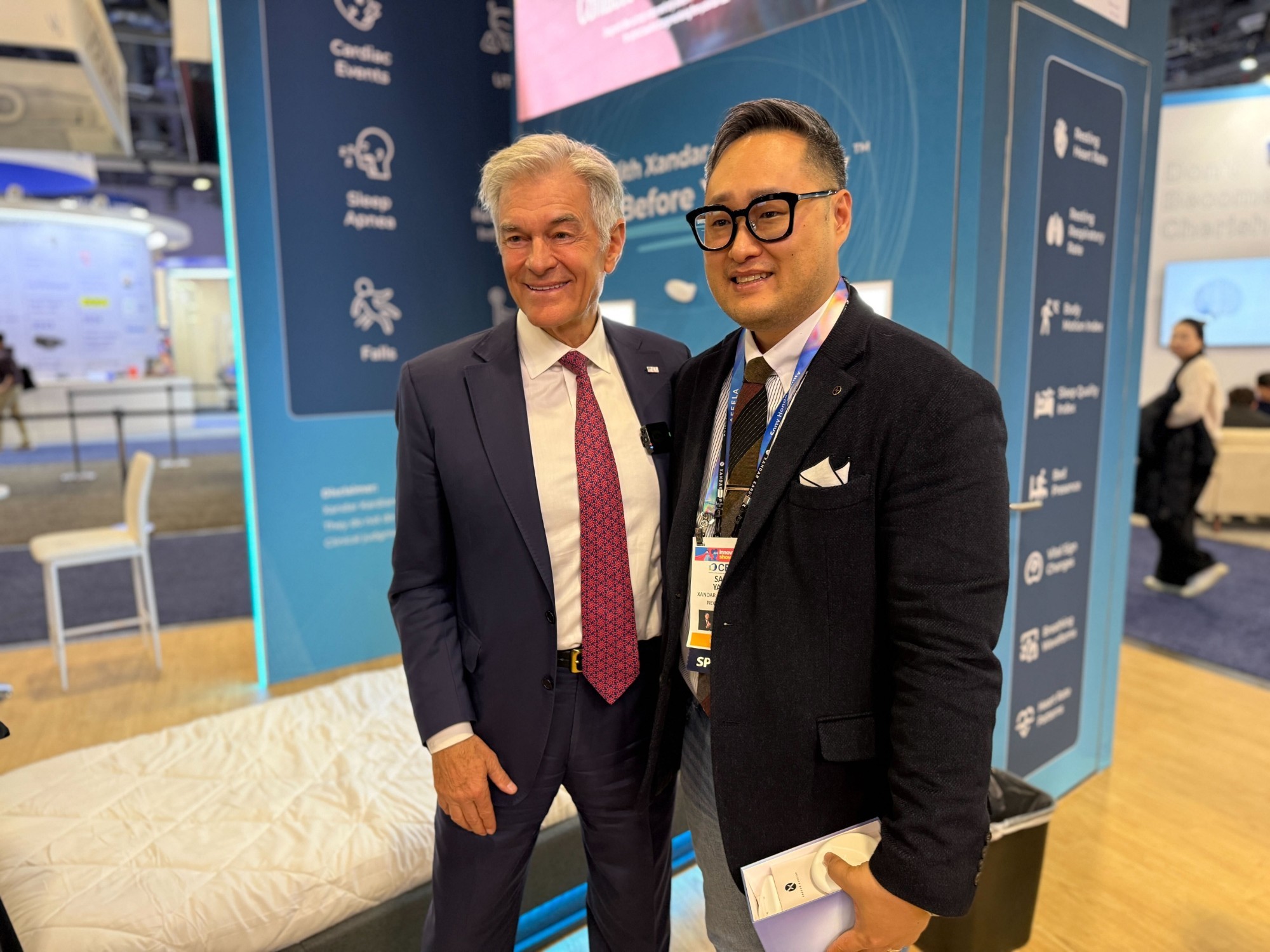Dr. Mehmet Oz, Administrator of the Centers for Medicare and Medicaid Services, with Sam Yang at the Xandar Kardian stand at CES 2026