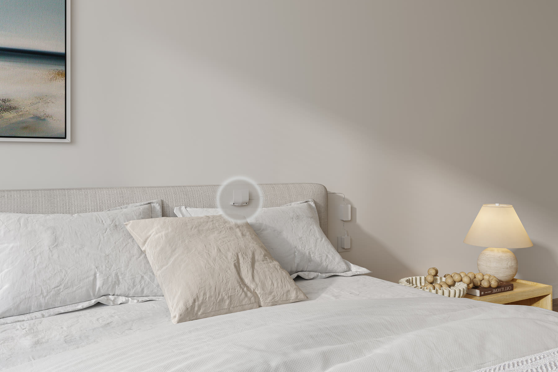 The sensor behind a headboard at night