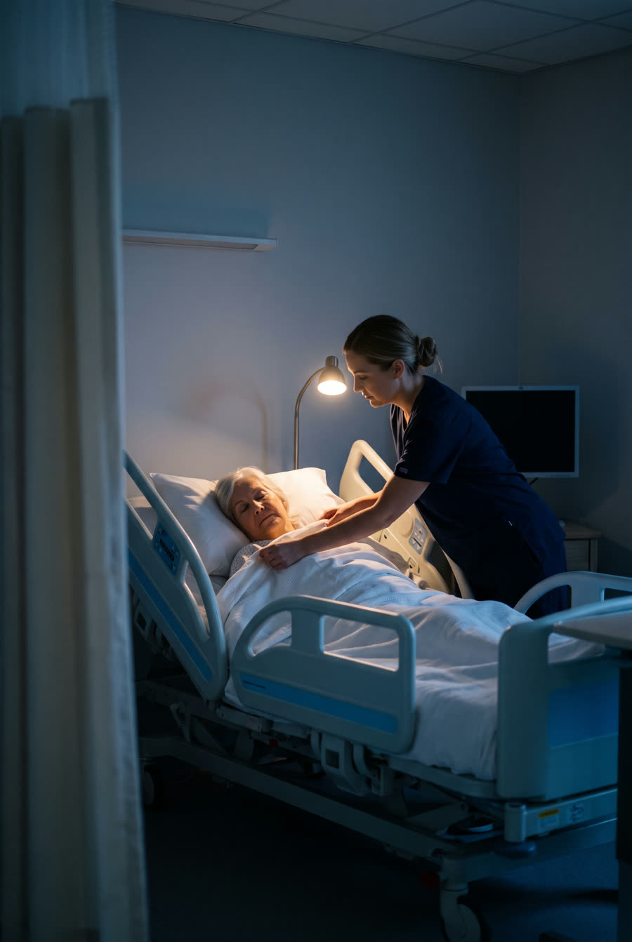 A hospital ward at night