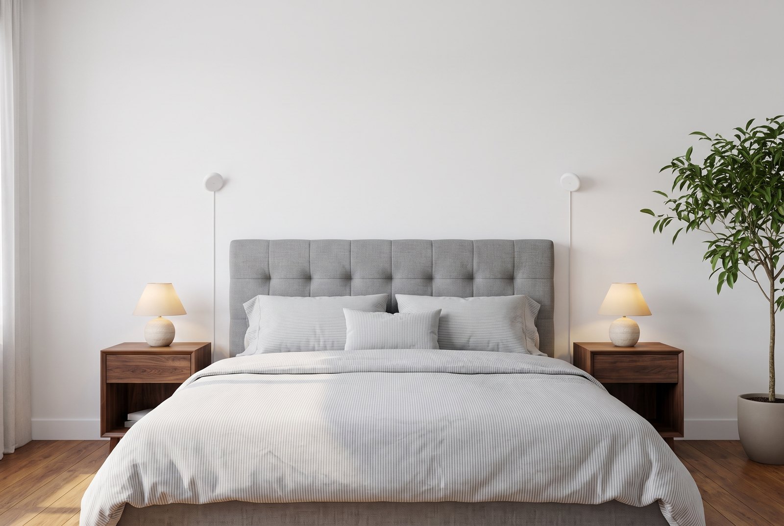 Two Kardian sensors in a bedroom at the headboard corners